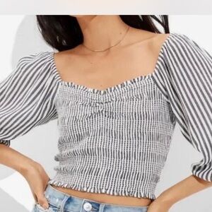 American Eagle Outfitters Black and White Striped Blouse